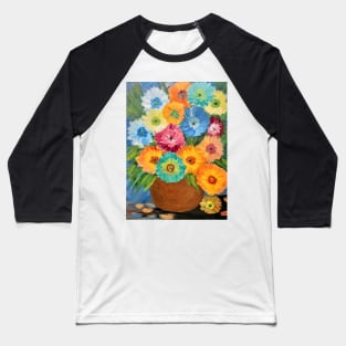 Some abstract flowers in metallic and neon paint in copper and gold vase Baseball T-Shirt